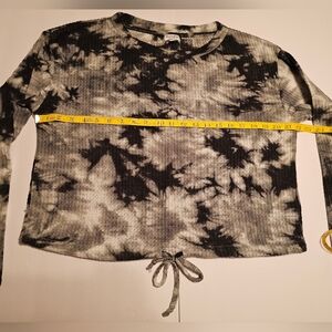 love, Fire Black and Gray Tie-Dye Pajama Top